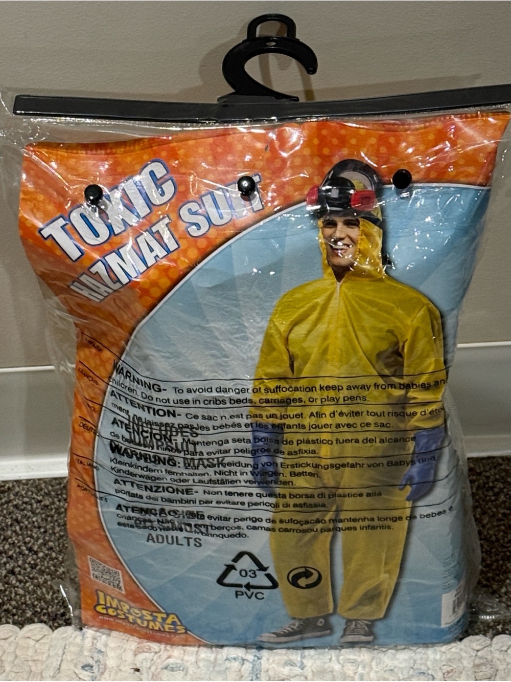 Rasta Imposta Men Adult Toxic Hazmat Suit Costume 3pc Yellow Black Jumpsuit